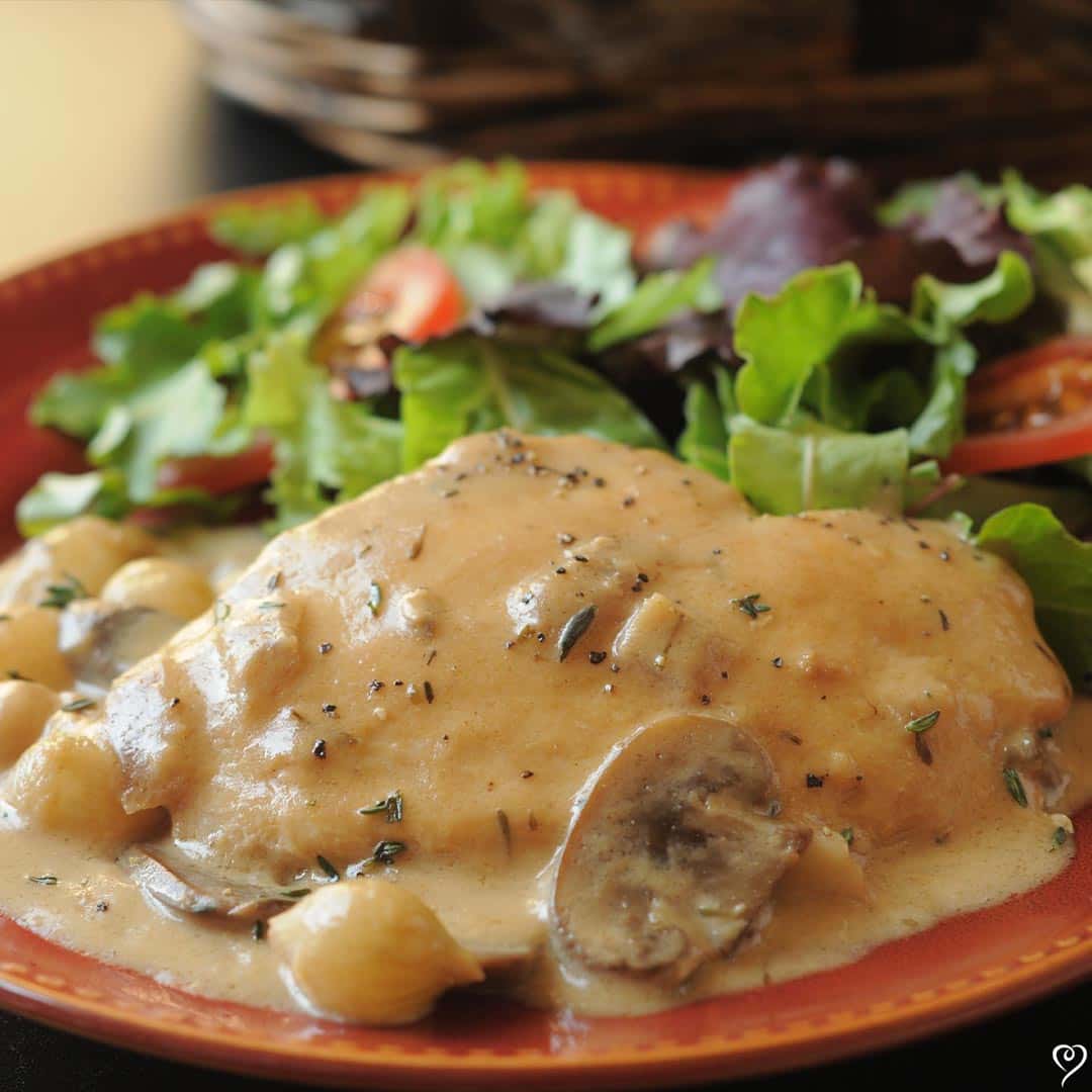 Sherry Cream Chicken over Egg Noodles