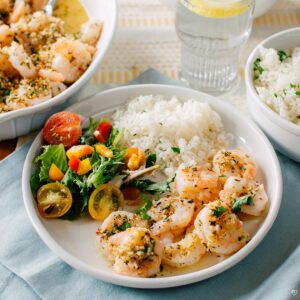 Crispy Garlic Shrimp over Rice