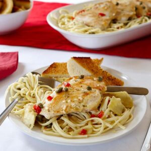 Lemon Chicken Piccata over Orzo