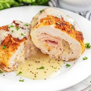Chicken Cordon Bleu with White Wine Sauce