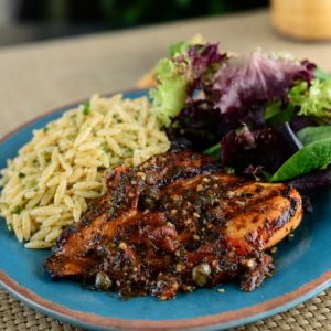 Bruschetta Chicken with Orzo