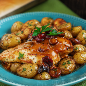 Cranberry Buttermilk Chicken with Baby Roasters