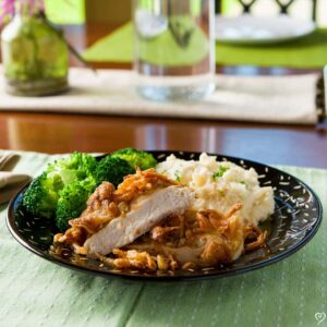 Crispy French Onion Chicken with Seasoned Mashed Potatoes