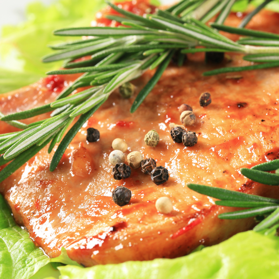 Apricot Glazed Grilled Pork Chops with Almond Green Beans