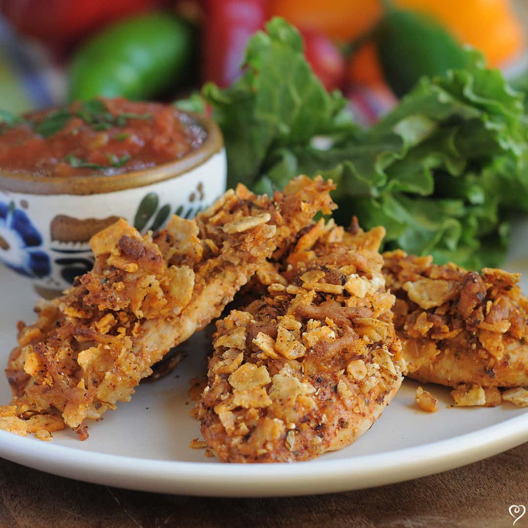 Crispy Salsa Ranch Chicken with Mexican Street Corn