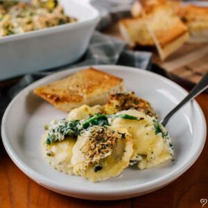 Baked Spinach and Artichoke Ravioli