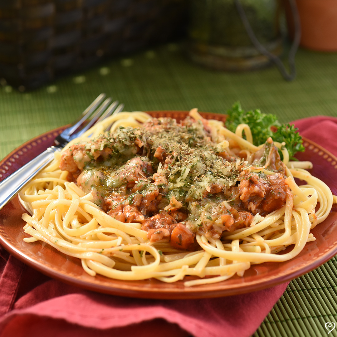 Chicken Bolognese over Linguine
