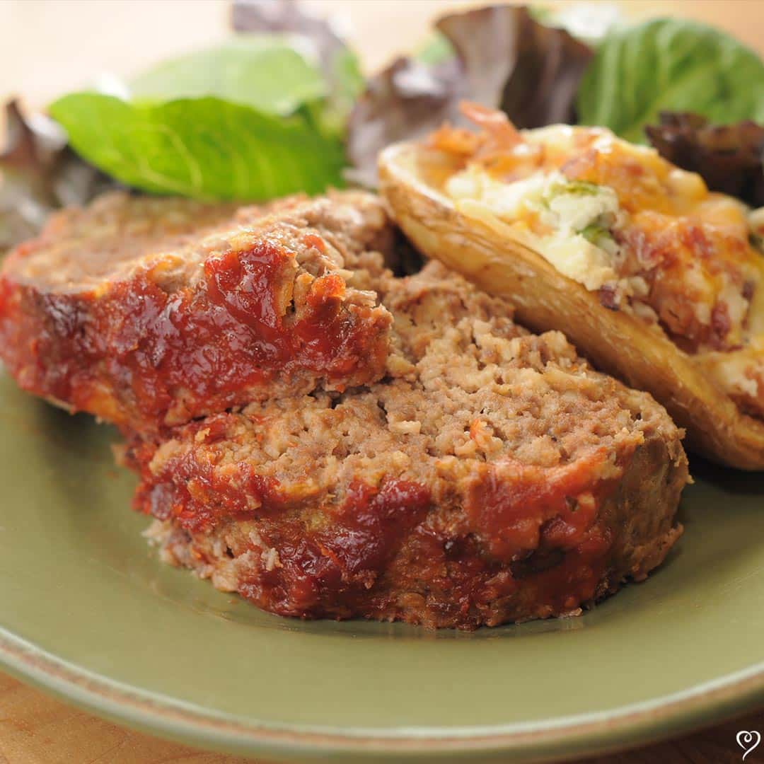 Old Fashioned Meatloaf with Buttery Peas and Bacon