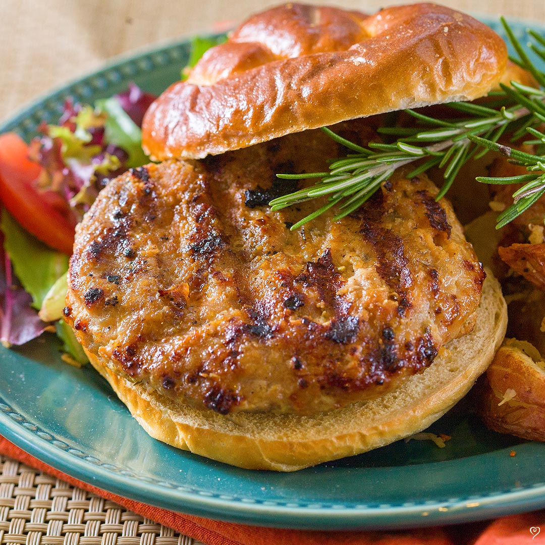 Rosemary Smokehouse Turkey Burgers with Salt & Pepper Fries