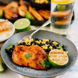Charred Honey Lime Chicken with Mexican Street Corn