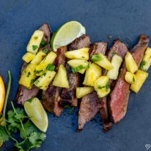 Mojo Grilled Steak Kabobs with Pineapple Salsa