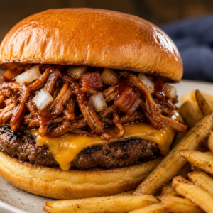 Meat Lovers Burger with Salt & Pepper Fries